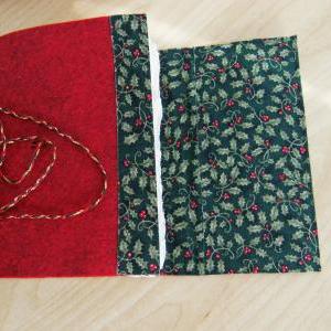 Christmas Holly - Wool Felt Embroidered Journal -..