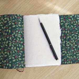Christmas Holly - Wool Felt Embroidered Journal -..