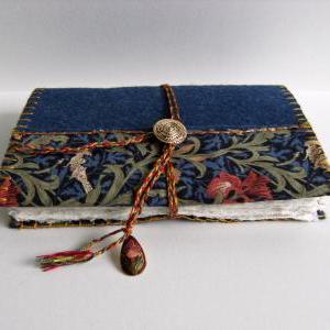 Blue Iris - Wool Felt Embroidered Journal -..