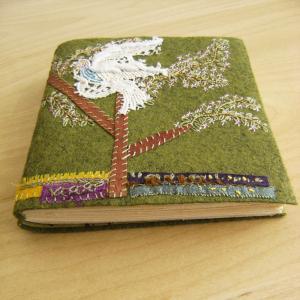 Forest Bird - Wool Felt Embroidered Journal -..