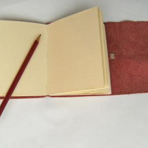 Red And Ivory Leather Journal - Hand Bound Book