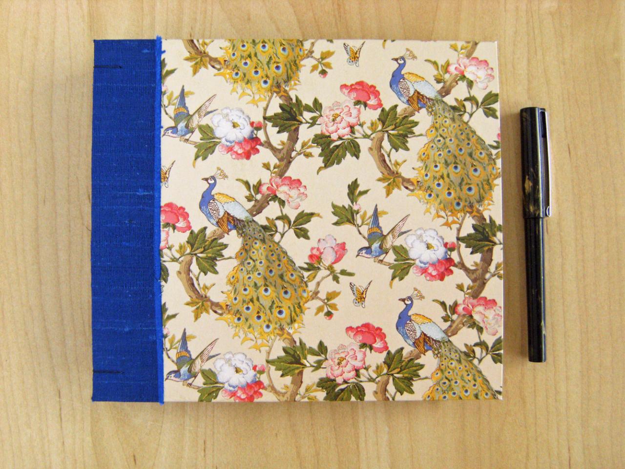 Peacocks Wedding Guest Book / Photo Album With French Stitch Binding