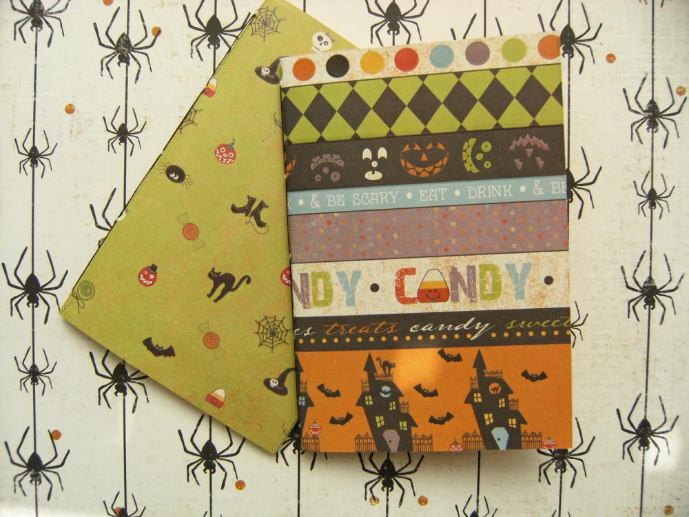 Candy Corn Notebook Set - Pair Of Notebooks With Halloween Covers - 6x4 Ins